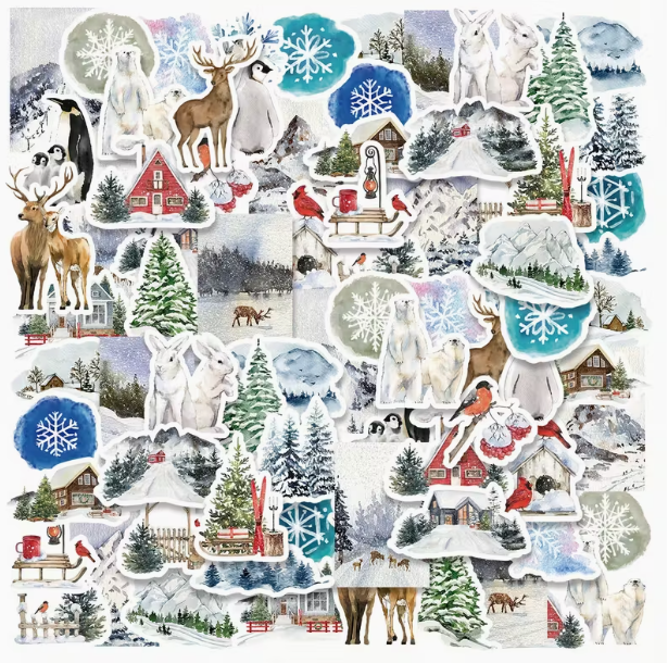 30autocollants hiver et neige pour décorer carnet et journal de voyage 912horizons