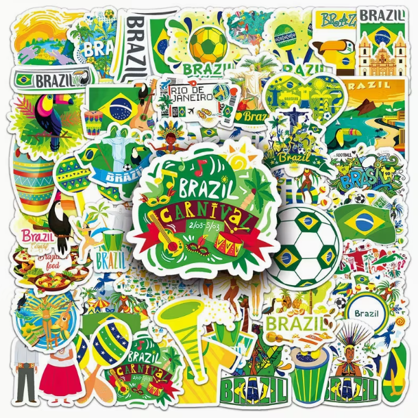 50 autocollants thème brésil pour décorer carnet de voyage 912 horizons