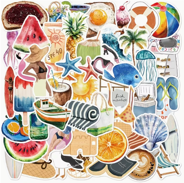 50 autocollants été décoration carnet et journal de voyage 912horizons