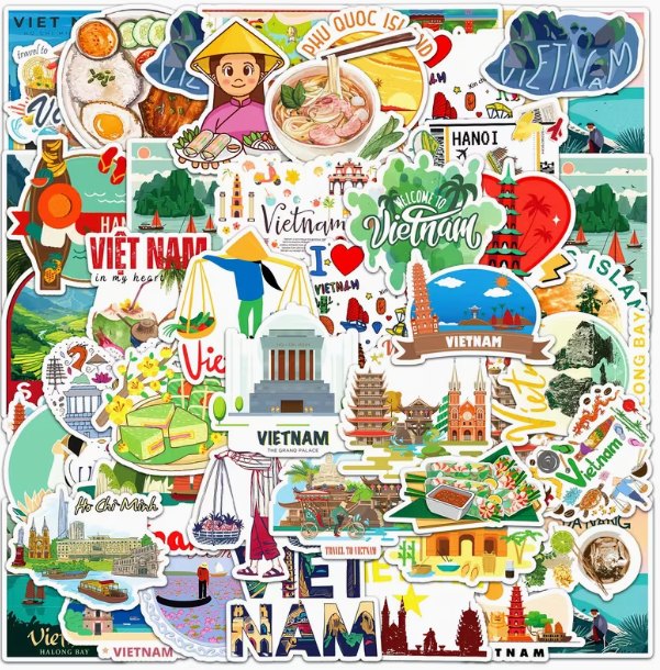 50 autocollants vietnam pour décorer carnets de voyage et journaling 912 horizons