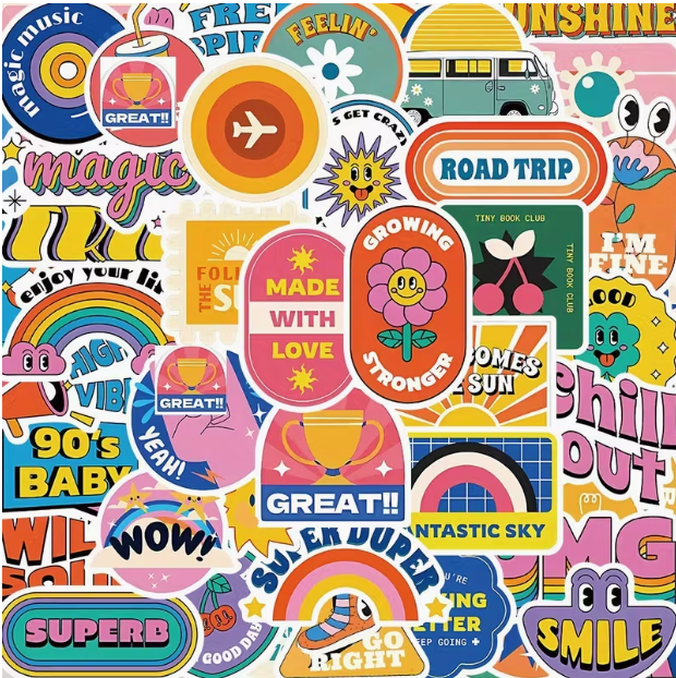 50 autocollants voyage années 90 carnet créatif 912 horizons