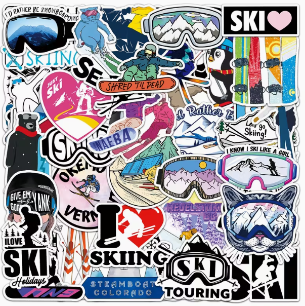 52 autocollants ski et snowboard pour décorer carnet de voyage 912 horizons