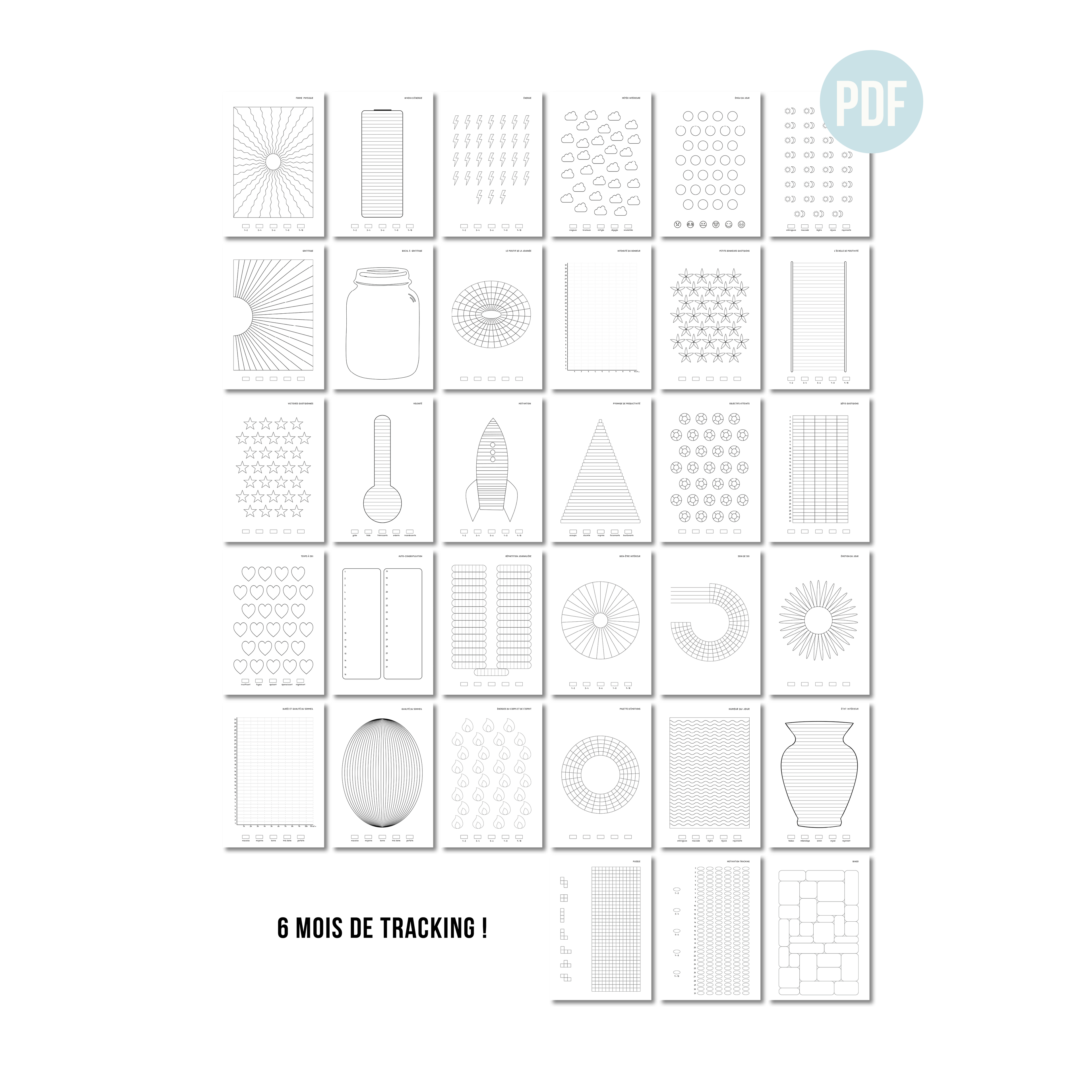 Pack de 30 Mood Trackers + 3 OFFERTS version PDF