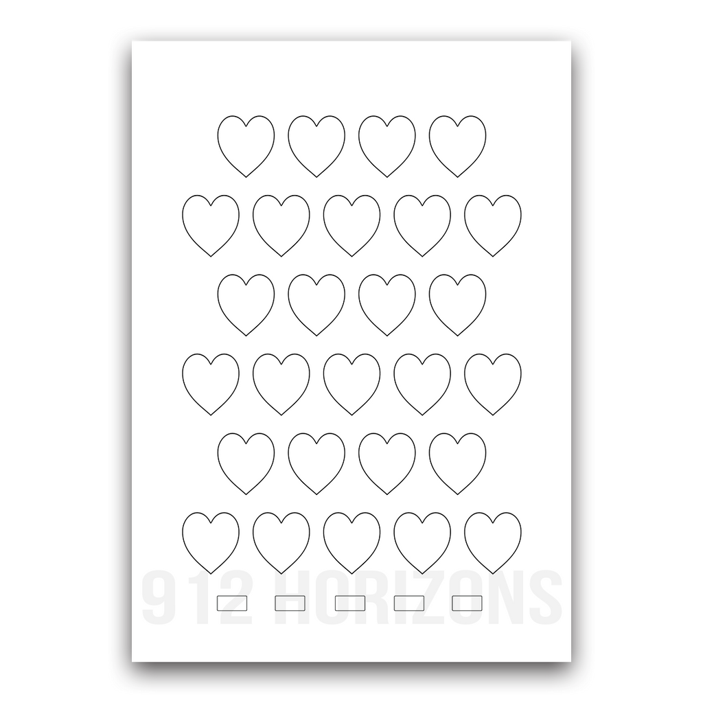 Mood tracker coeur à imprimer – fiche PDF téléchargeable pour bullet journal, planner ou carnet de suivi des émotions et du bien-être.