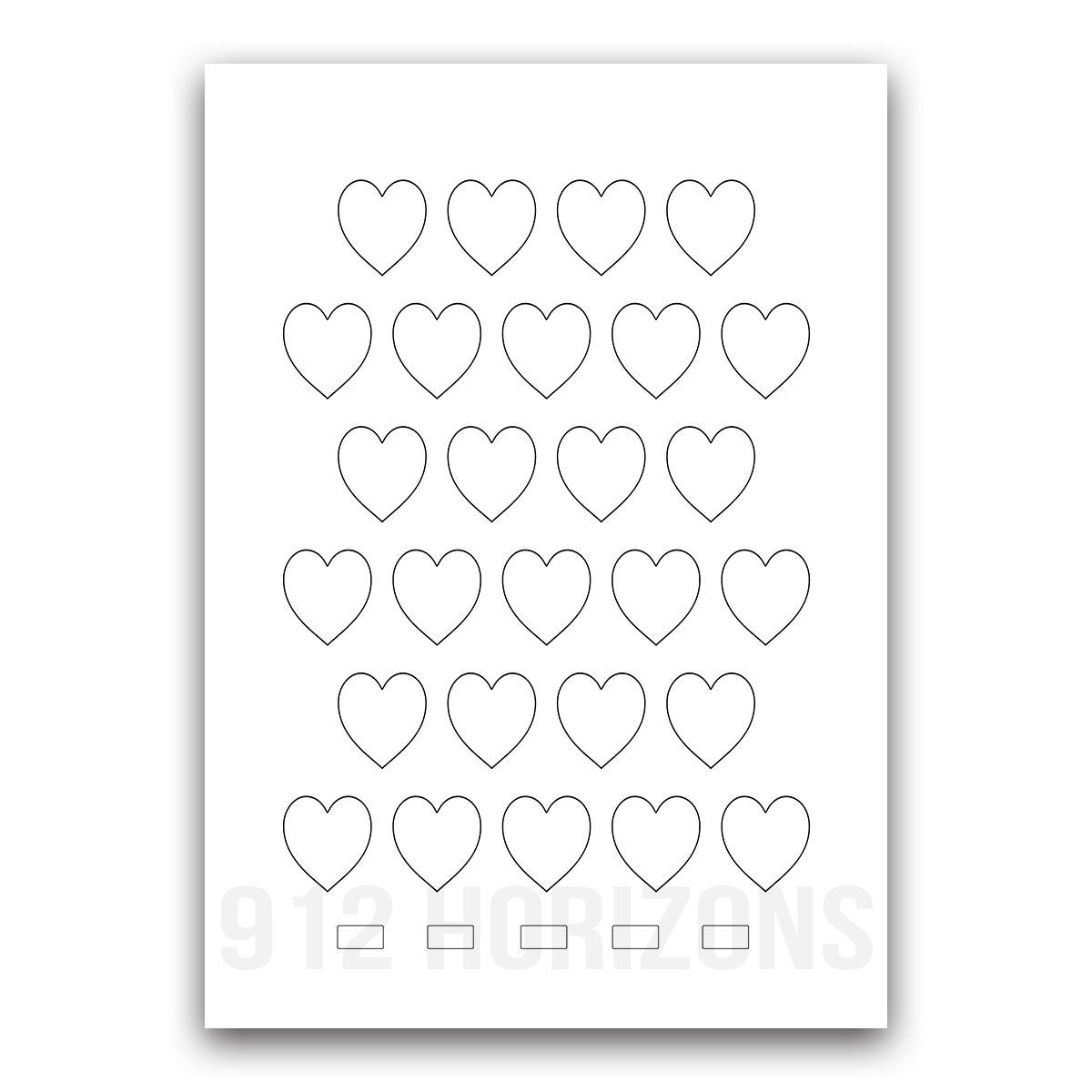 Mood tracker coeur à imprimer – fiche PDF téléchargeable pour bullet journal, planner ou carnet de suivi des émotions et du bien-être.