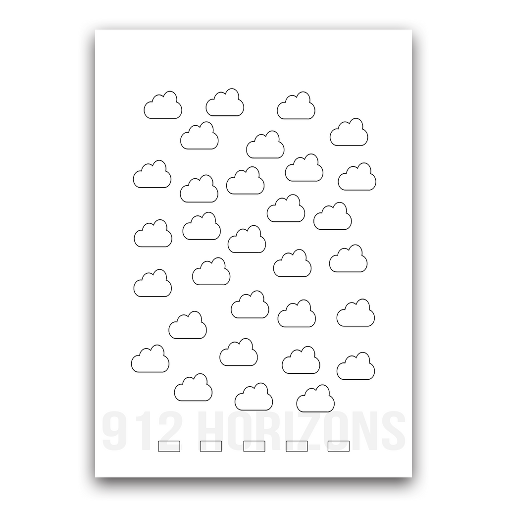 Mood tracker nuage à imprimer – fiche PDF téléchargeable pour bullet journal, planner ou carnet de suivi des émotions et du bien-être.