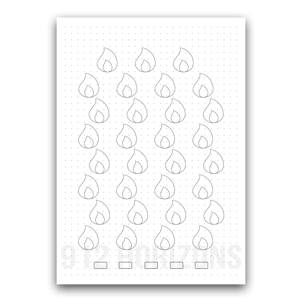 Page de mood tracker pour bullet journal et suivi de bien-être quotidien à télécharger flamme