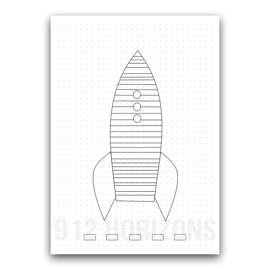 Page de mood tracker pour bullet journal et suivi de bien-être quotidien à télécharger fusée