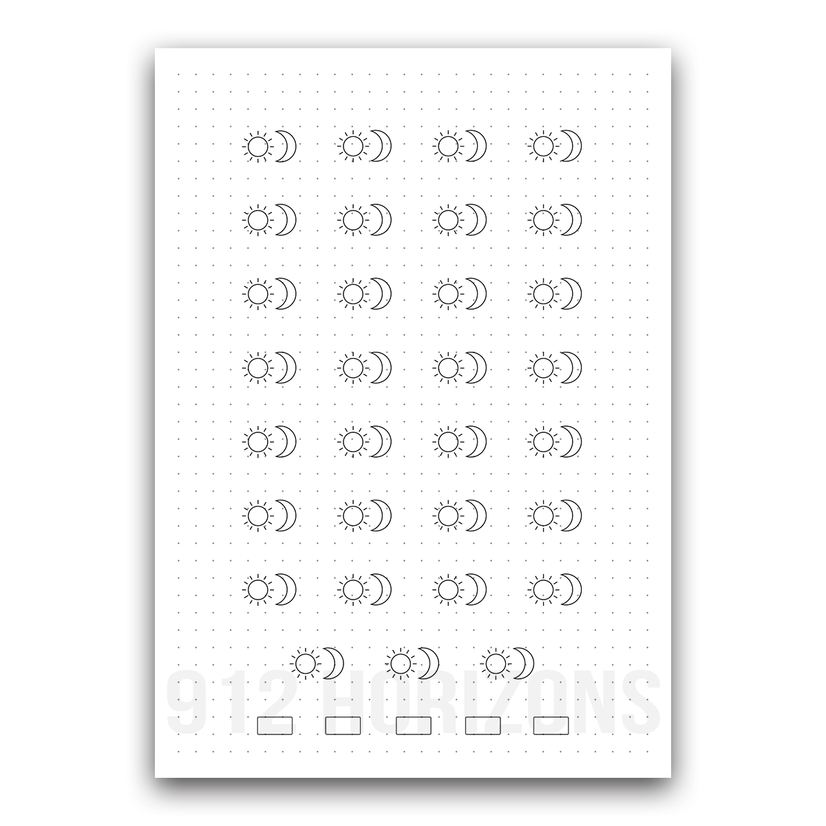 Page de mood tracker pour bullet journal et suivi de bien-être quotidien à télécharger lune et soleil