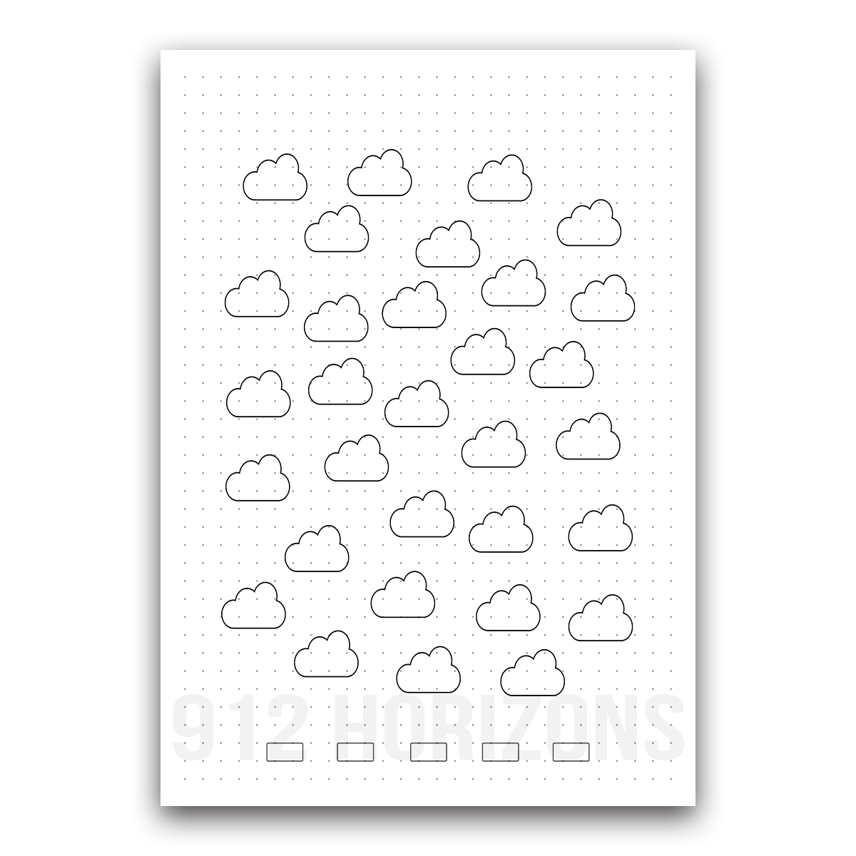 Page de mood tracker pour bullet journal et suivi de bien-être quotidien à télécharger nuage